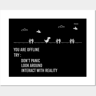 You are offline dinasour pixel game Posters and Art